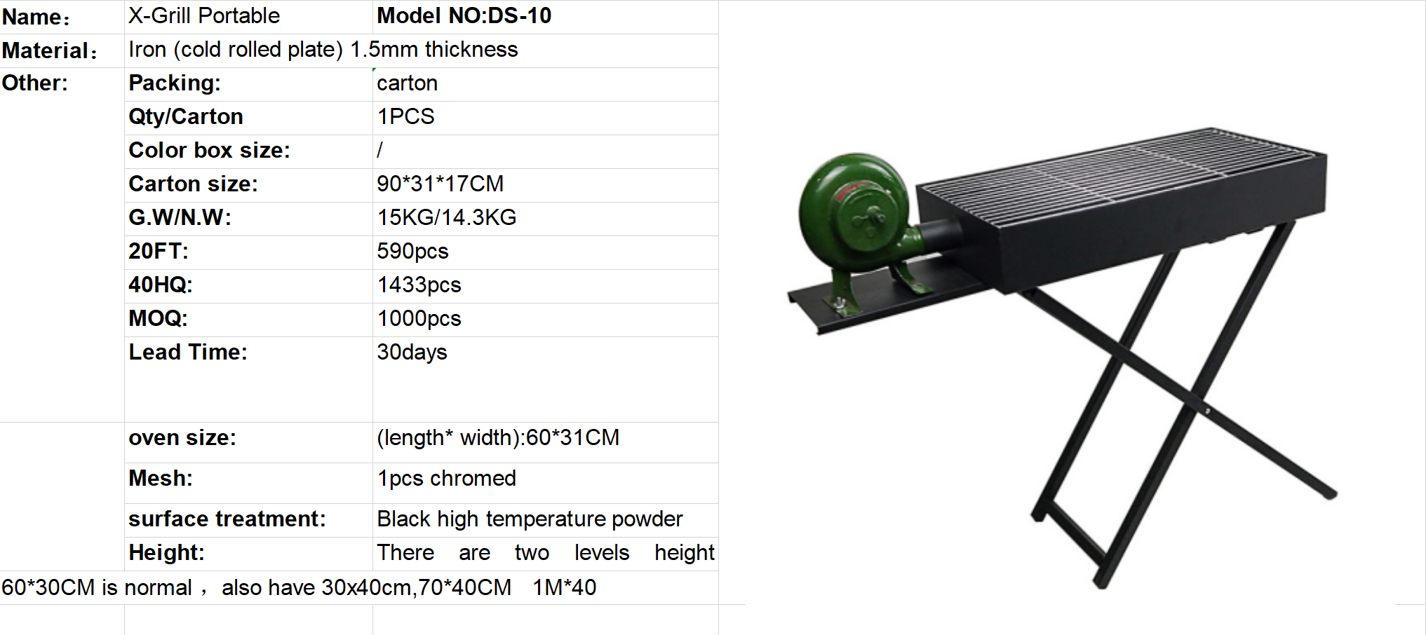 Portable Charcoal Grill With Fan Integration KASSICO